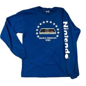 Vtg Nintendo 1985 World Champion Long Sleeve Shirt Mens Rare Video Gaming Medium